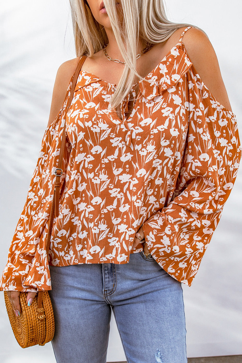 Summer Nights Cold-Shoulder Flare Sleeve Blouse