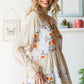 Floral Tie Neck Tiered Blouse