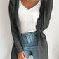 Ribbed Open Front Hooded Cardigan with Pockets