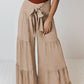 Tie Front Smocked Tiered Culottes