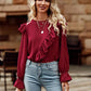 Ruffled Round Neck Long Sleeve Top