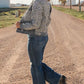 Ribbed Leopard Distressed Button Up Jacket