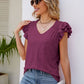 Smocked Flutter Sleeve V-Neck Top