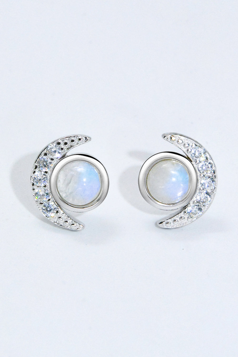 Sterling Silver Moonstone Stud Earrings