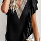 Contrast Ruffle Trim Flutter Sleeve Blouse