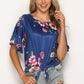 Floral Tie Hem Flounce Sleeve Top
