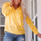 Printed Tie-Neck Long Sleeve Blouse