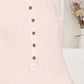 Waffle Knit Half Button Raw Hem Blouse