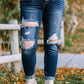 Plus Size Button Fly Distressed Jeans