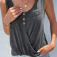 Decorative Button Twisted Scoop Neck Tank