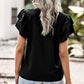 Contrast Ruffle Trim Flutter Sleeve Blouse