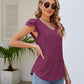 Smocked Flutter Sleeve V-Neck Top