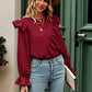 Ruffled Round Neck Long Sleeve Top