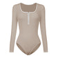 Contrast Trim Ribbed Long Sleeve Bodysuit