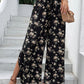 Floral Side Slit Wide Leg Pants