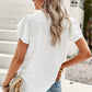 Contrast Ruffle Trim Flutter Sleeve Blouse
