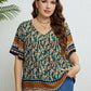 Bohemian Printed V-Neck Blouse