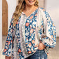 Plus Size Floral Tie Neck Blouse