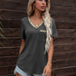 Glitter V-Neck Short Sleeve Tee Shirt