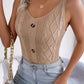Decorative Button Mixed Knit Tank