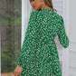 Printed Frill Neck Long Sleeve Dress