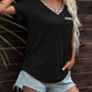 Glitter V-Neck Short Sleeve Tee Shirt