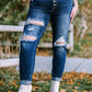 Plus Size Button Fly Distressed Jeans