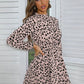 Printed Frill Neck Long Sleeve Dress