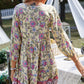 Floral Tied Balloon Sleeve Mini Dress