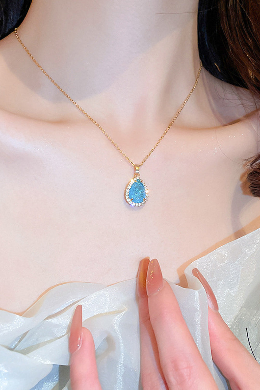 Zircon Teardrop Pendant Necklace