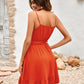 Decorative Button Smocked Waist Spaghetti Strap Dress