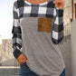 Plaid Round Neck Long Sleeve T-Shirt