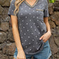 Glitter V-Neck Short Sleeve Tee Shirt