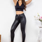 Full Size PU Leather Buttoned Leggings