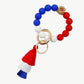 Red White and Blue Tassel Bead Wristlet Key Chain