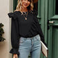 Ruffled Round Neck Long Sleeve Top