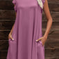 Butterfly Sleeve Round Neck Dress
