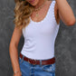 Studded Scoop Neck Ribbed Tank