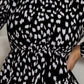 Printed Frill Neck Long Sleeve Dress
